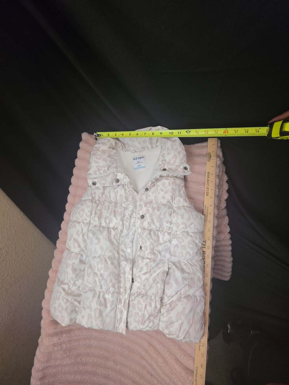 Old Navy Puffer Vest Size S Petite Pink Leopard